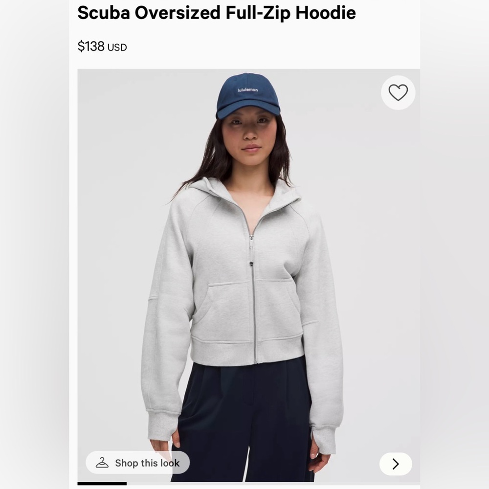 lululemon athletica Light Gray Women's Scuba Oversized Full-Zip Hoodie